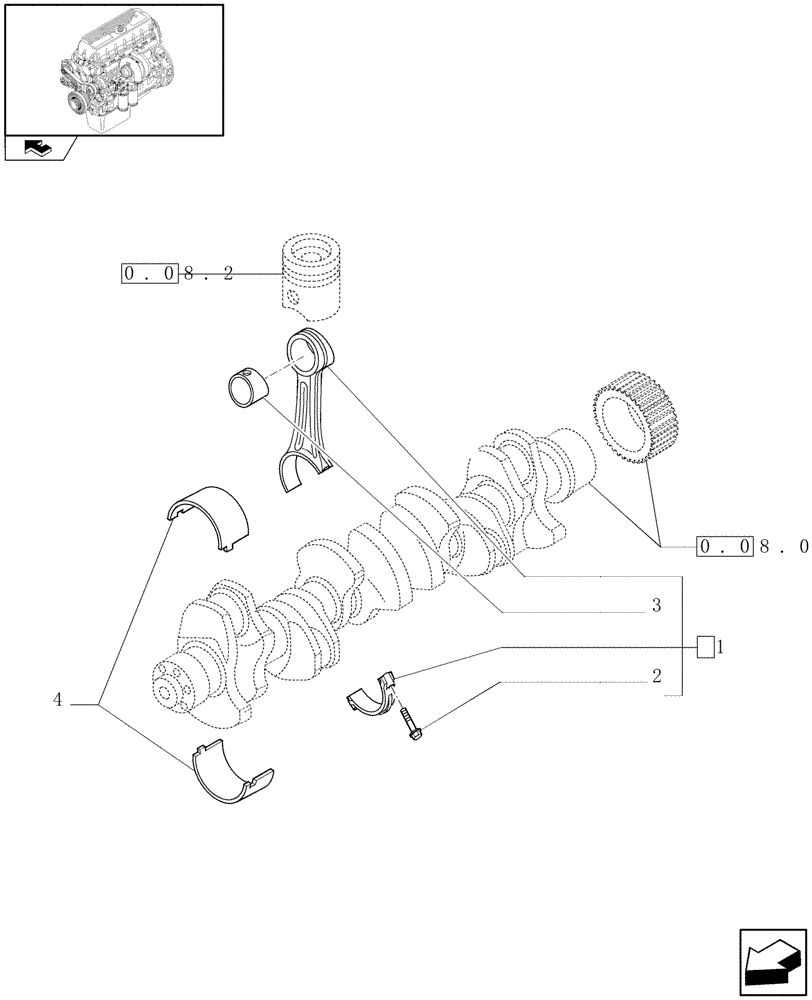 Схема запчастей Case IH F3AE0684P E909 - (0.08.1) - CONNECTING ROD (504045868) 