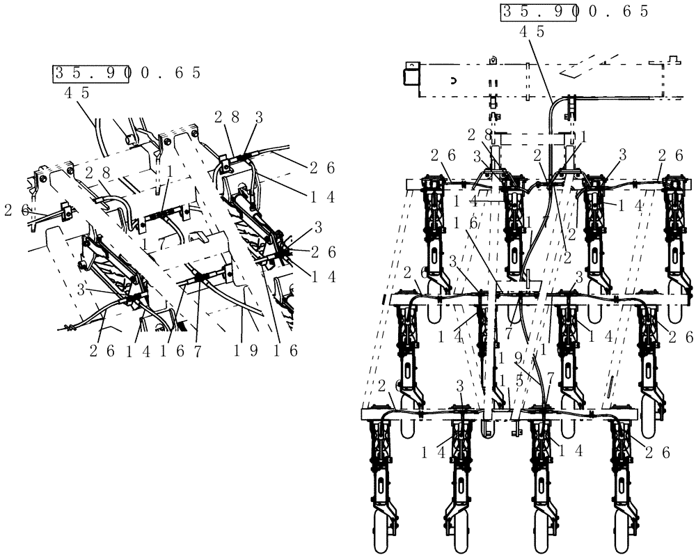 Схема запчастей Case IH 800 - (35.900.35) - HYDRAULICS - 60 10" OUTER WING TRIP LIFT CCT (35) - HYDRAULIC SYSTEMS