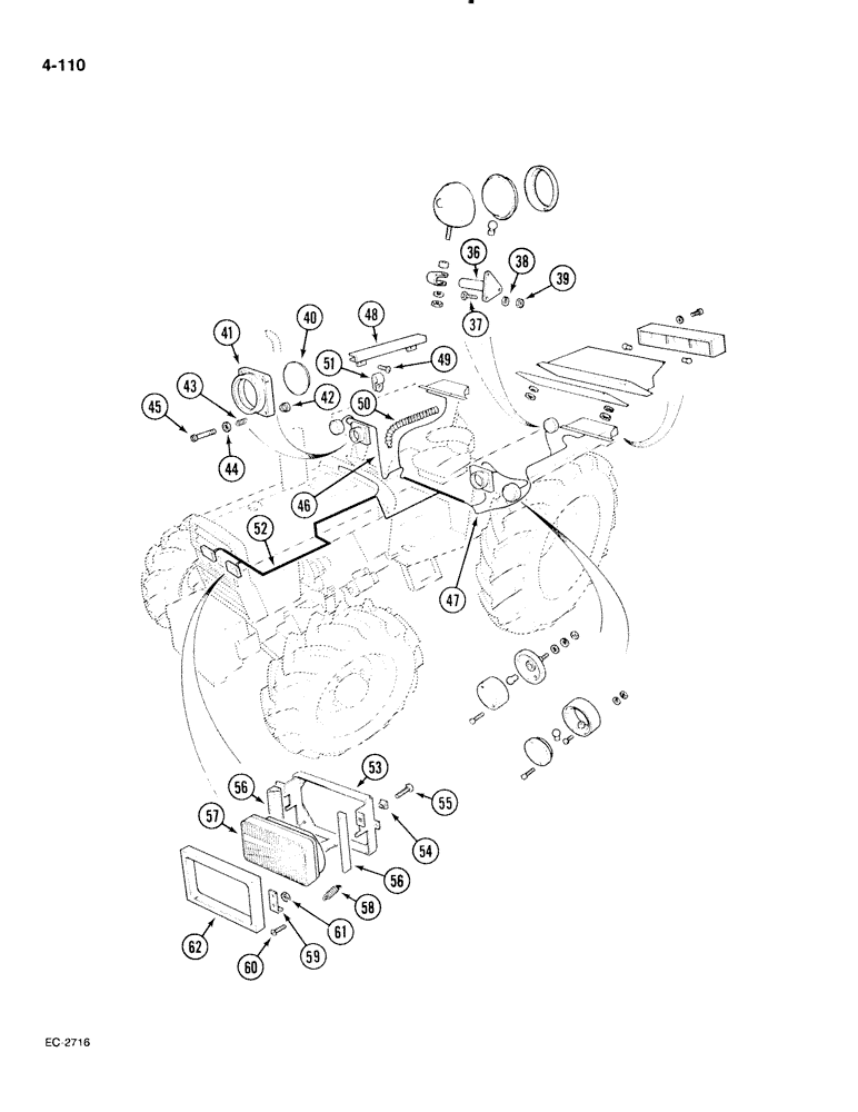 Схема запчастей Case IH 885 - (4-110) - LIGHTING AND CONNECTIONS, WITHOUT CAB, FLAT TOP FENDERS (CONTD) (04) - ELECTRICAL SYSTEMS