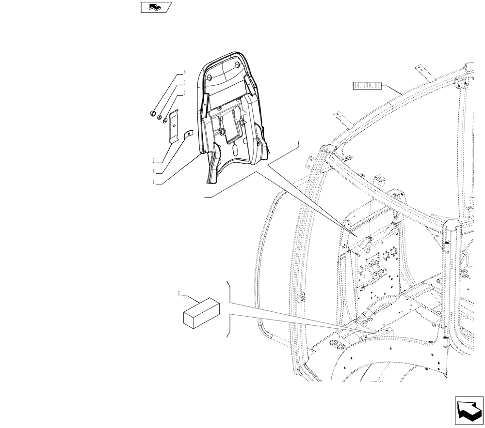 Схема запчастей Case IH PUMA 230 - (90.160.02) - SOUNDPROOFING BULKHEAD (90) - PLATFORM, CAB, BODYWORK AND DECALS