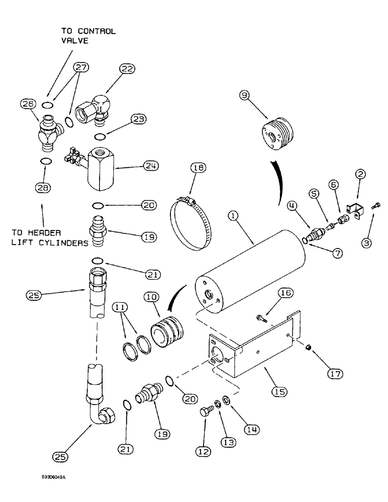 Схема запчастей Case IH 1666 - (8-72) - ACCUMULATOR MOUNTING AND SYSTEM, ACCUMULATOR ASSEMBLY, 1978111C1 & 128191A1, MOUNTING AND SYSTEM (07) - HYDRAULICS