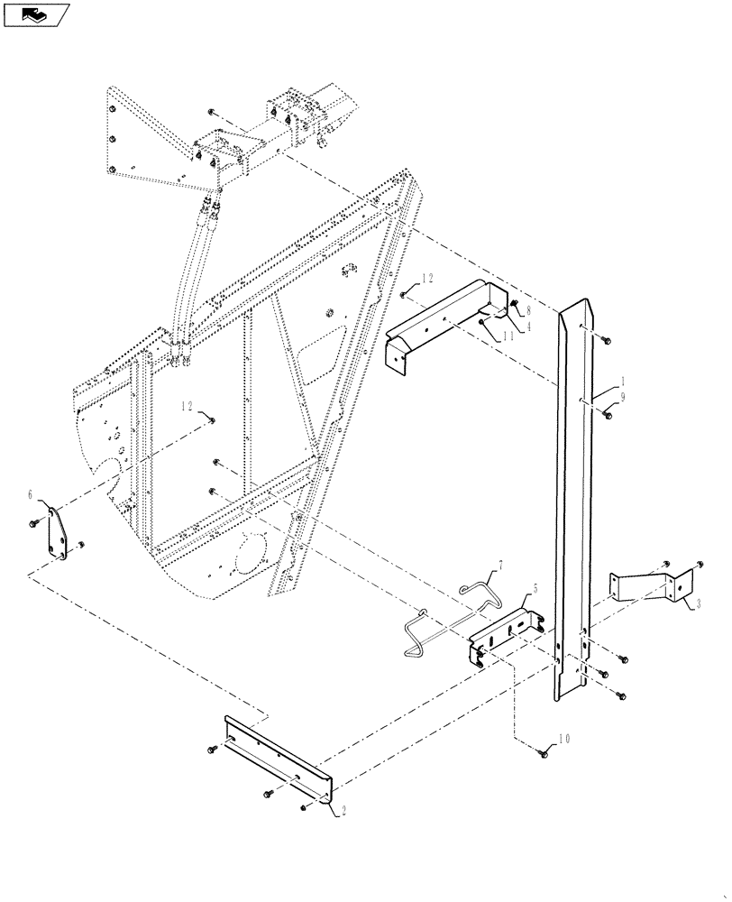 Схема запчастей Case IH 7130 - (90.105.08[03]) - SUPPORT AND MOUNTING, LEFT HAND LATCH AND STRUT (90) - PLATFORM, CAB, BODYWORK AND DECALS