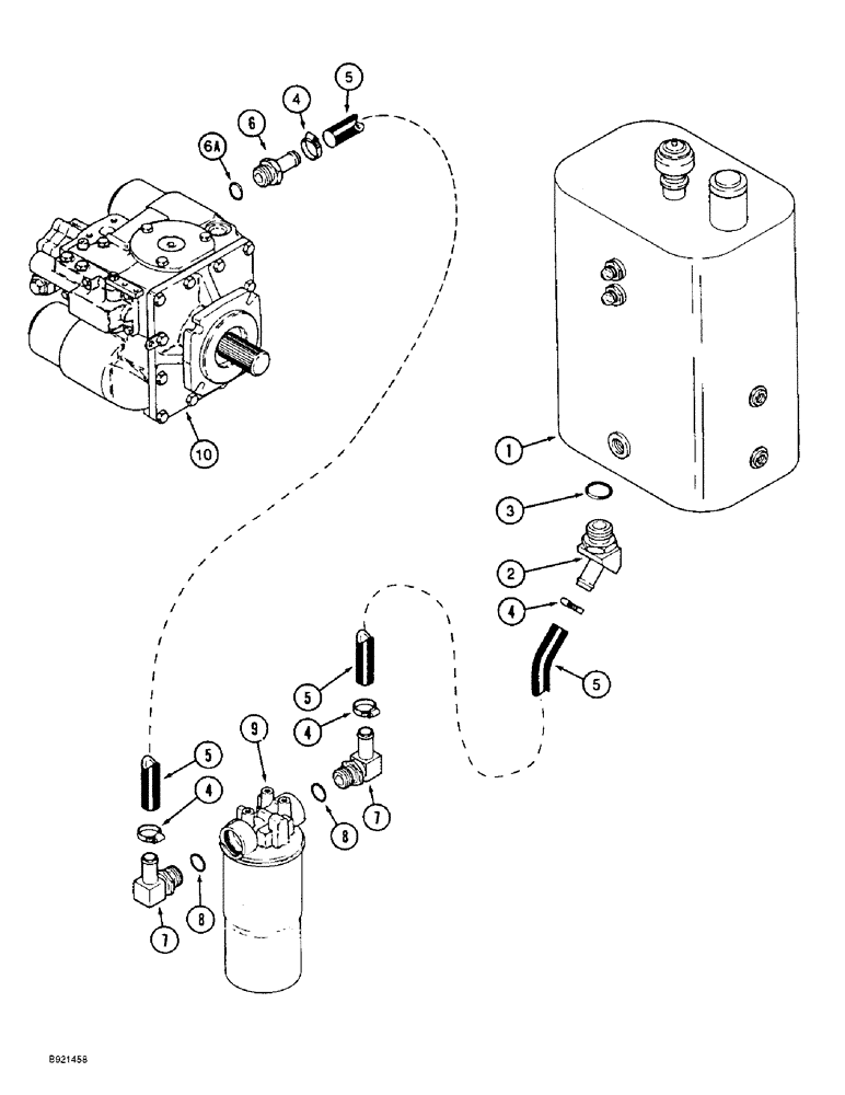 Схема запчастей Case IH 1660 - (8-010) - HYDROSTATIC PUMP SYSTEM, RESERVOIR TO PUMP, P.I.N. JJC0103800 AND AFTER (07) - HYDRAULICS