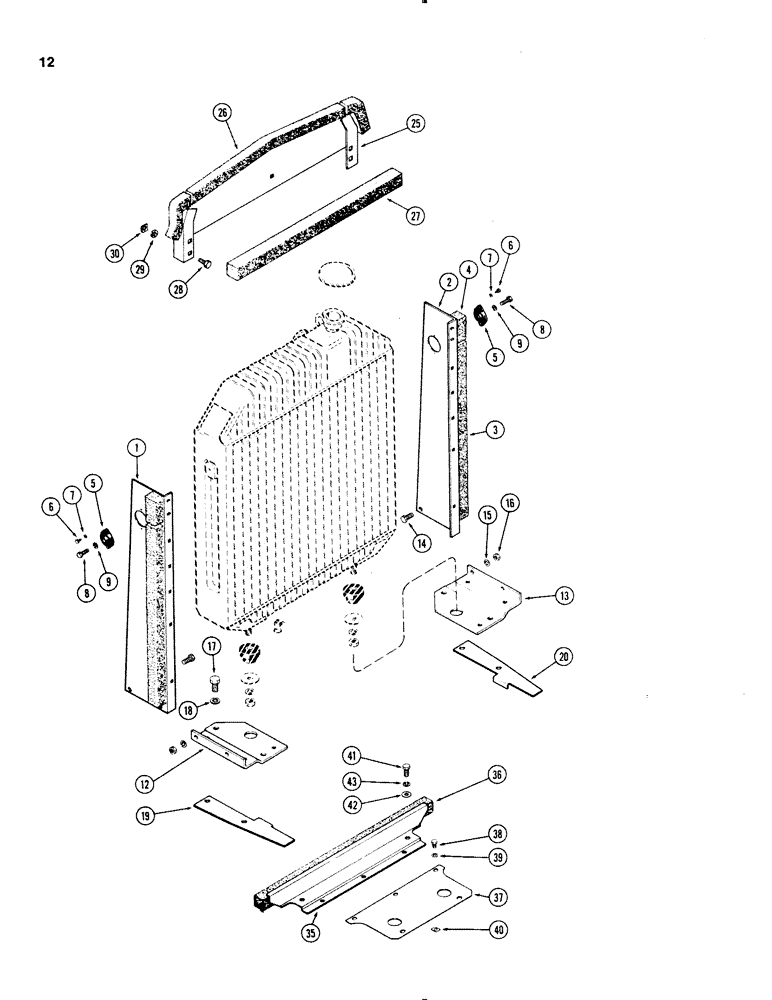 Схема запчастей Case IH 1070 - (0012) - RADIATOR BAFFLES, 451B DIESEL ENGINE (02) - ENGINE