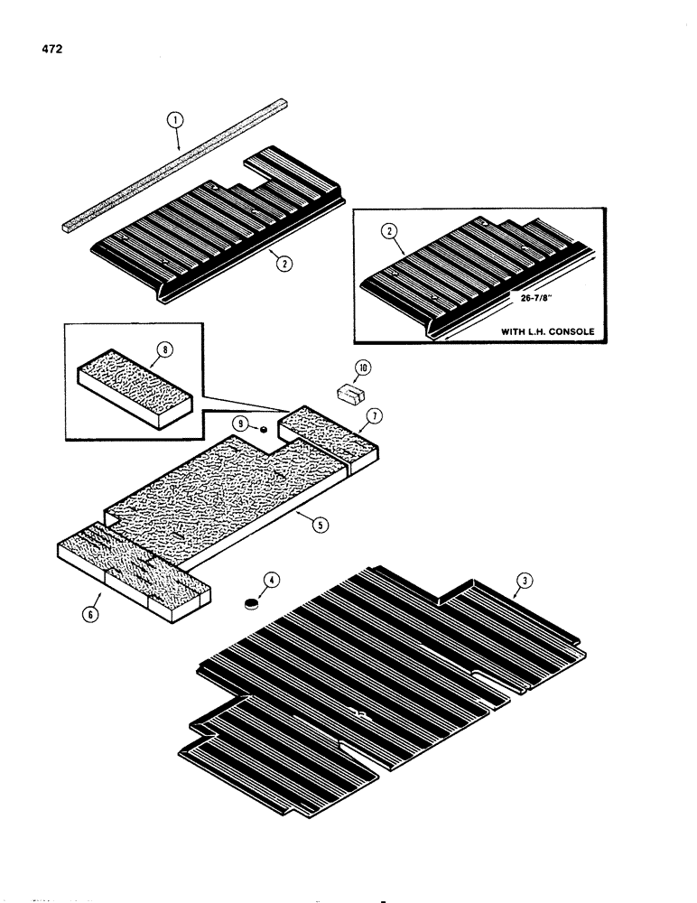 Схема запчастей Case IH 1270 - (472) - CAB, FLOOR MATS AND INSULATION, FIRST USED P.I.N. 8755218 (09) - CHASSIS/ATTACHMENTS