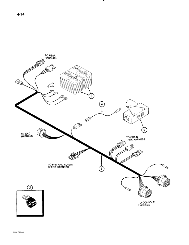 Схема запчастей Case IH 1670 - (4-14) - CENTER HARNESS (06) - ELECTRICAL