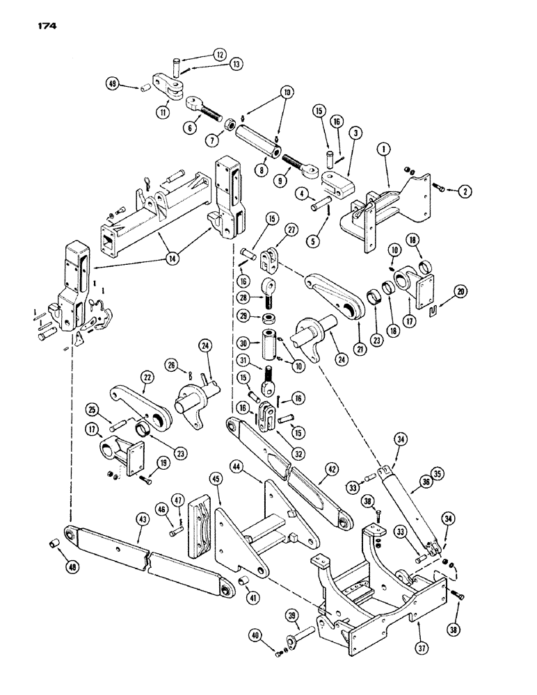 Схема запчастей Case IH 1200 - (174) - THREE POINT HITCH ASSEMBLY (09) - CHASSIS