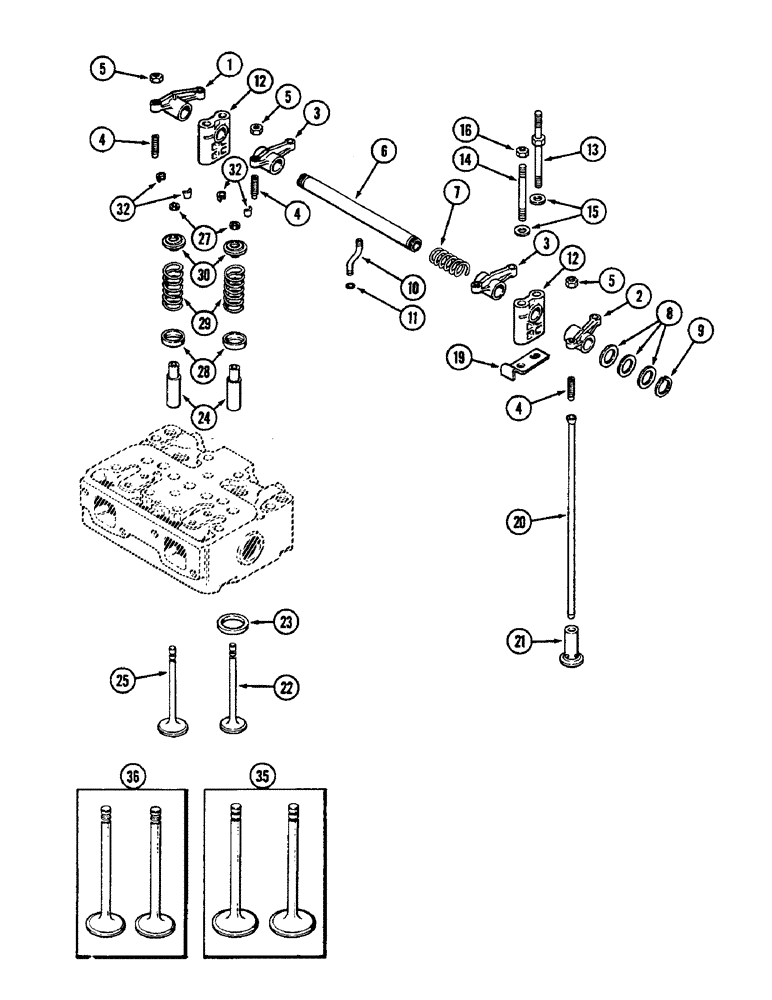 Схема запчастей Case IH 2290 - (2-034) - VALVE MECHANISM, 504BDT DIESEL ENGINE (02) - ENGINE