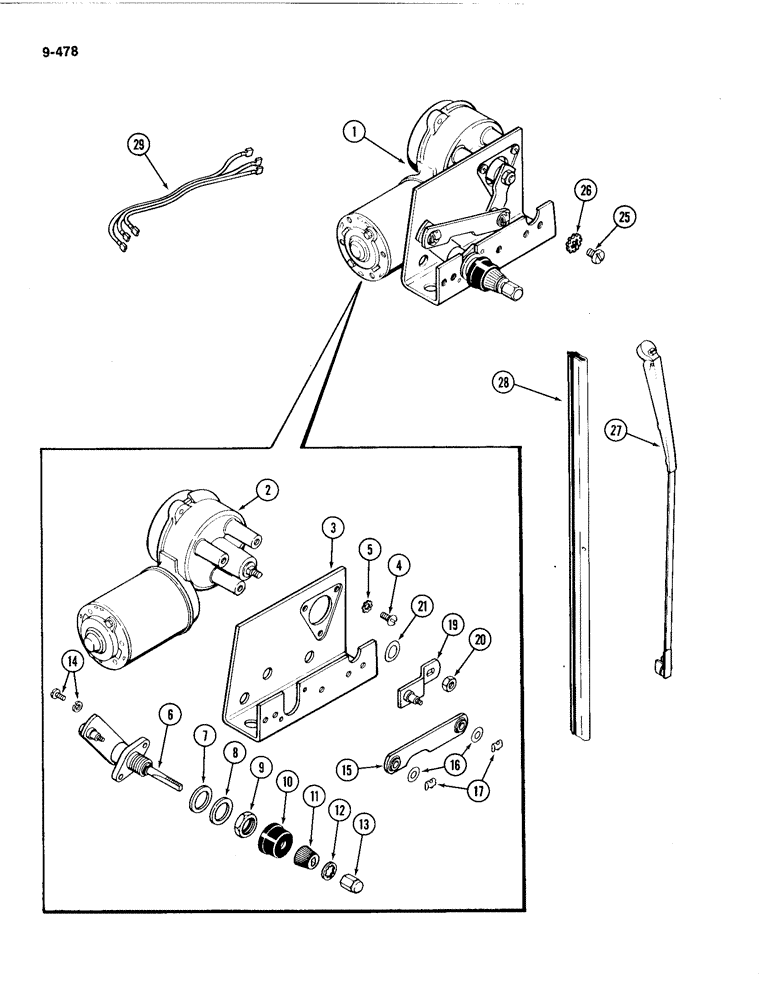 Схема запчастей Case IH 4494 - (9-478) - CAB, FRONT WINDSHIELD WIPER (09) - CHASSIS/ATTACHMENTS