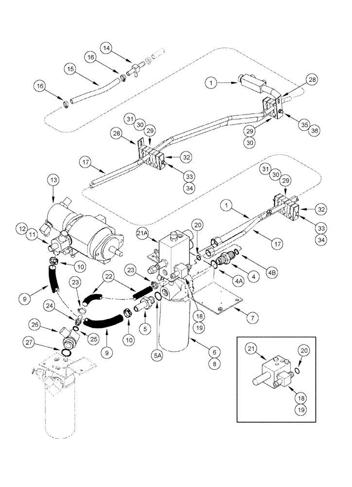 Схема запчастей Case IH 2344 - (08-08) - HYDRAULICS - AUXILIARY PUMP RETURN (07) - HYDRAULICS