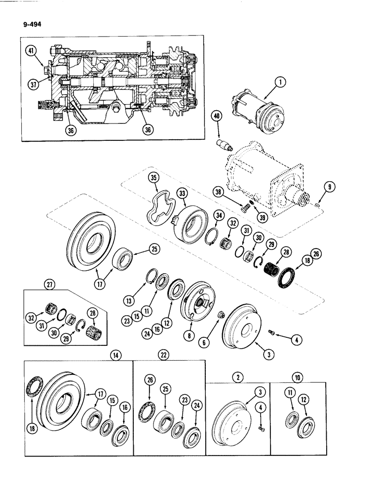 Схема запчастей Case IH 4494 - (9-494) - AIR CONDITIONING, COMPRESSOR ASSEMBLY (09) - CHASSIS/ATTACHMENTS