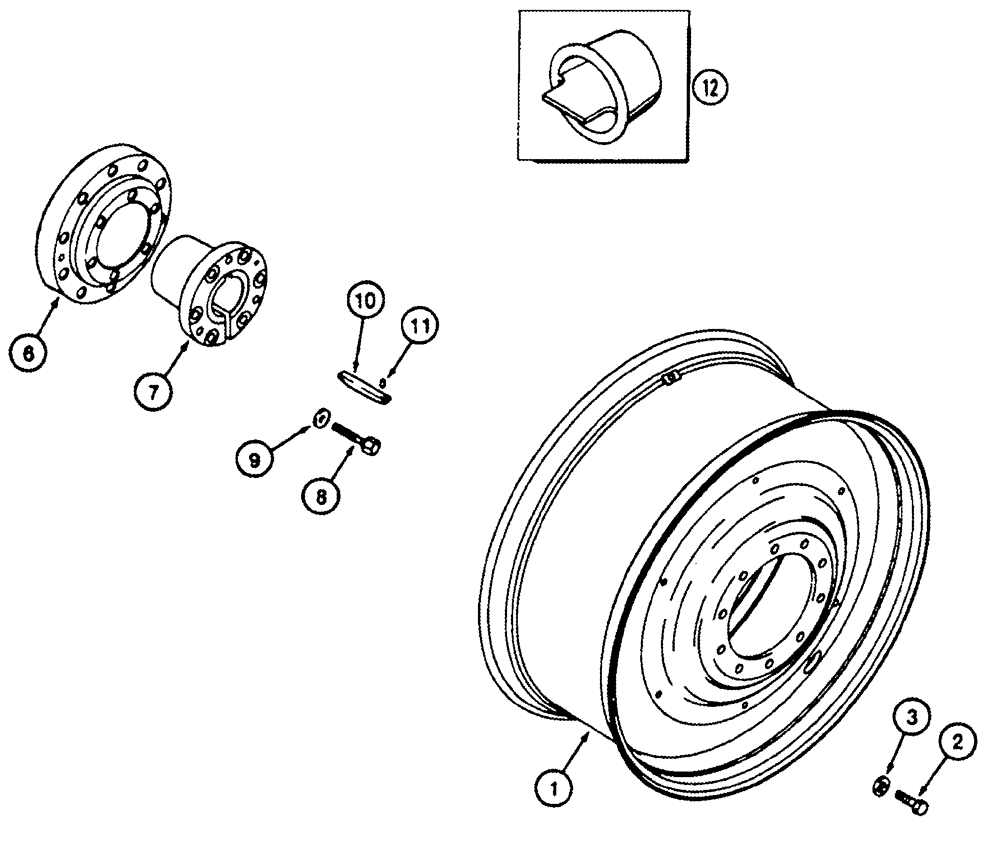 Схема запчастей Case IH 8920 - (6-085A) - SOLID STEEL REAR WHEELS, INNER WHEEL, P.I.N. JJA0083000 AND AFTER (06) - POWER TRAIN