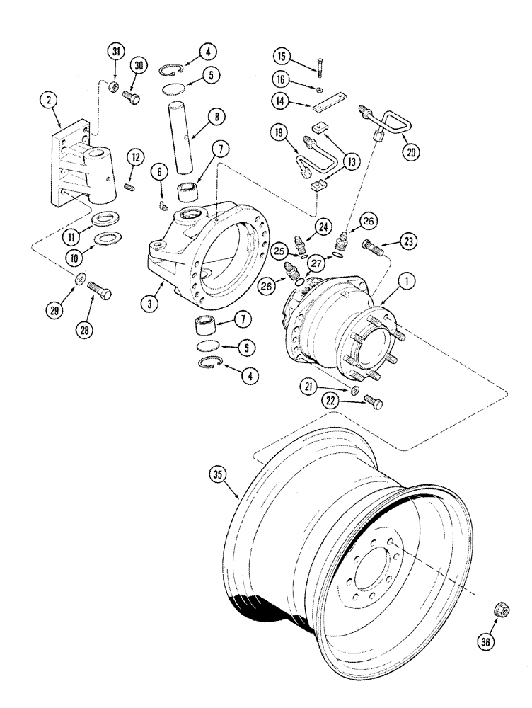 Схема запчастей Case IH 2366 - (05-21) - MOTOR, WHEEL - KING PIN - POWER GUIDE AXLE (04) - STEERING