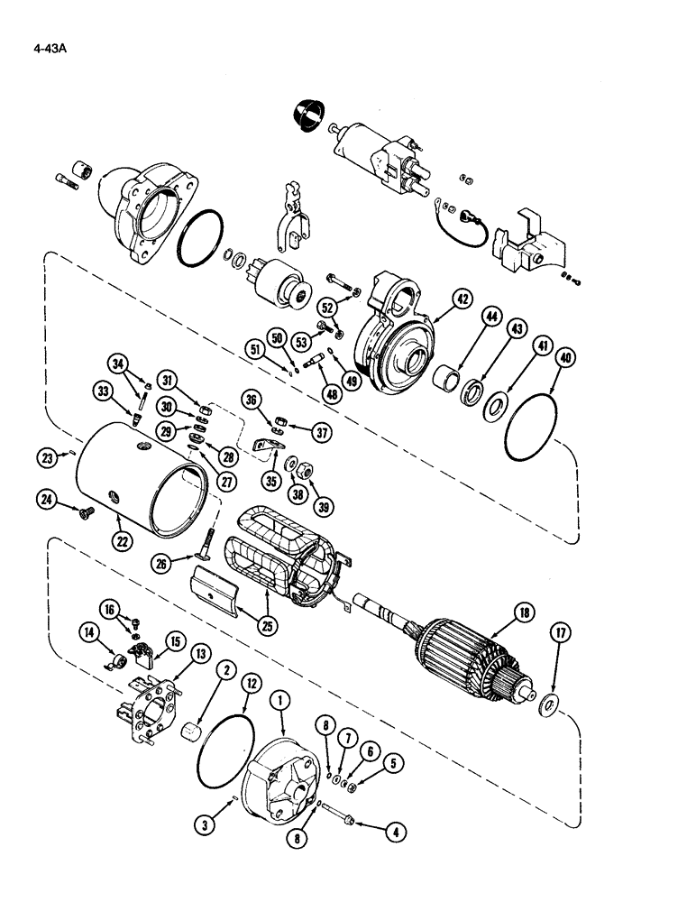 Схема запчастей Case IH 3394 - (4-43A) - STARTER ASSEMBLY - A187728 (04) - ELECTRICAL SYSTEMS