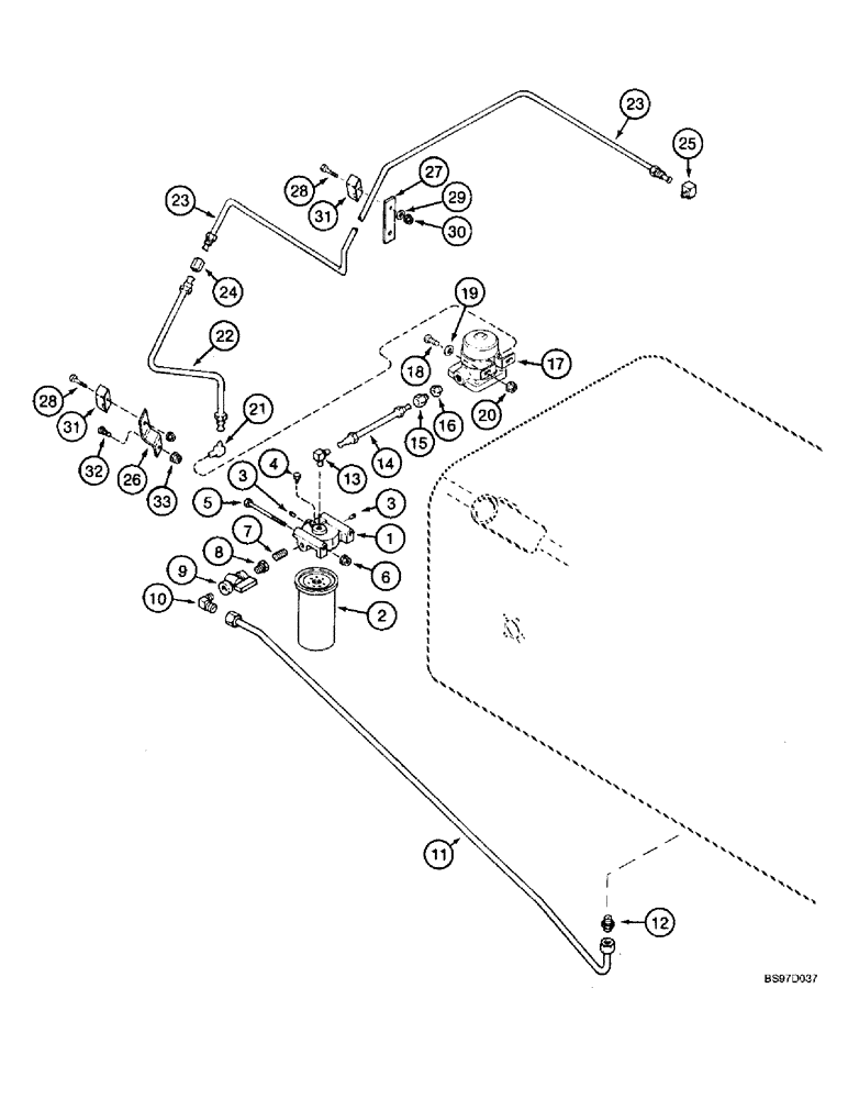 Схема запчастей Case IH 2188 - (3-11A) - FUEL LINES SUPPLY SYSTEM, COMBINE P.I.N. JJC0191483 AND AFTER (02) - FUEL SYSTEM