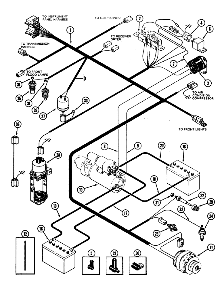 Схема запчастей Case IH 4890 - (4-083A) - ENGINE HARNESS, AND CAB RELAY (04) - ELECTRICAL SYSTEMS