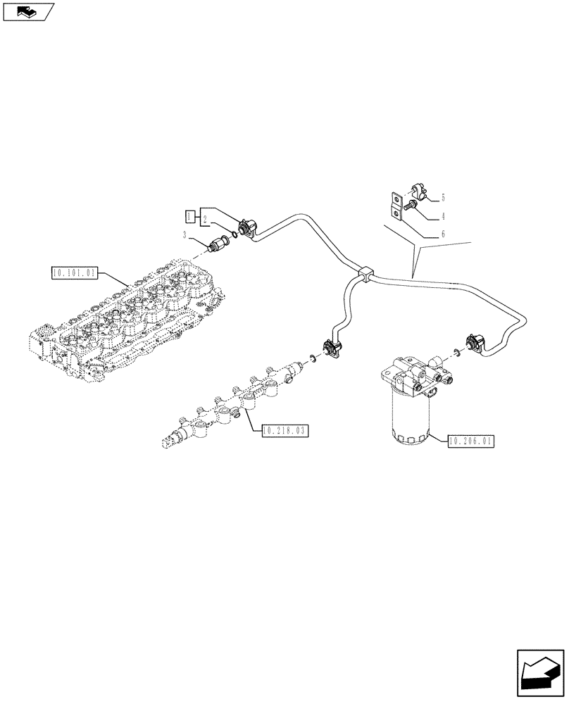 Схема запчастей Case IH F4HE9687Z J100 - (10.218.05) - PIPING - FUEL (2856384) (10) - ENGINE