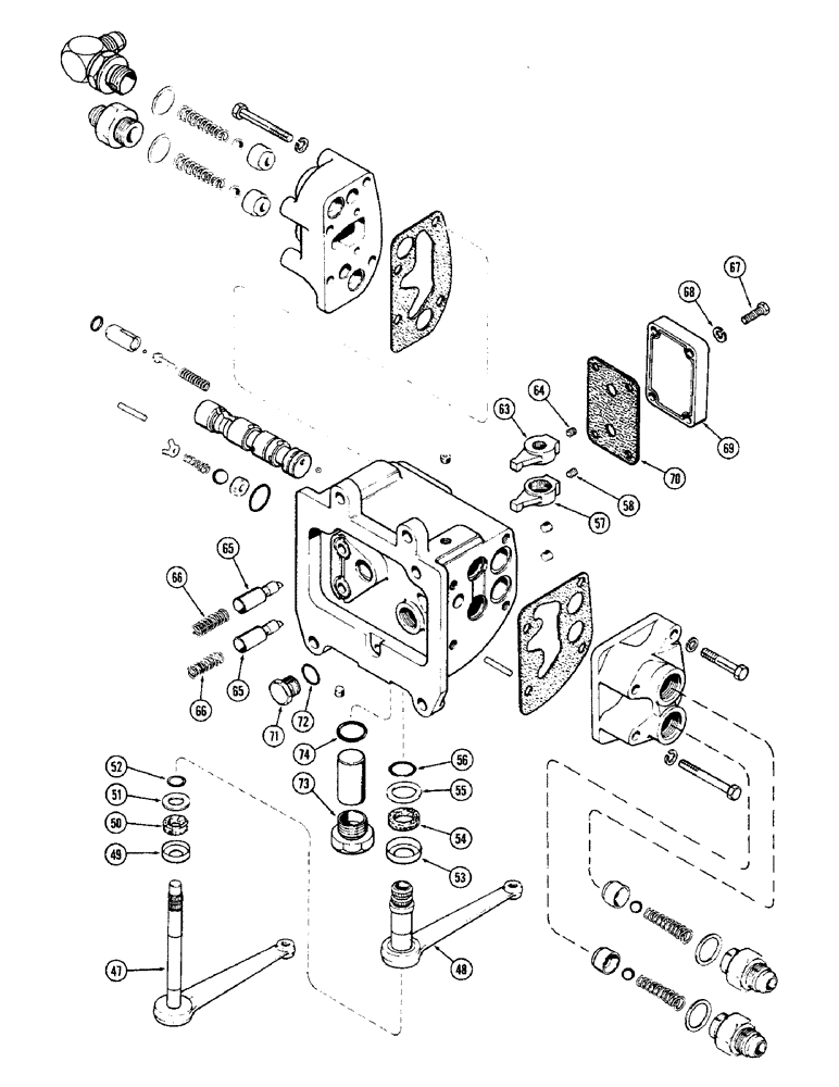 Схема запчастей Case IH 2470 - (214) - A76471 REMOTE HYDRAULICS VALVE ASSYEMBLY, 1ST USED TRACTOR SERIAL NO. 8713156 (08) - HYDRAULICS