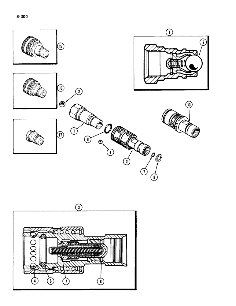 Схема запчастей Case IH 4490 - (8-300) - REMOTE HYDRAULIC BREAKAWAY COUPLINGS (08) - HYDRAULICS