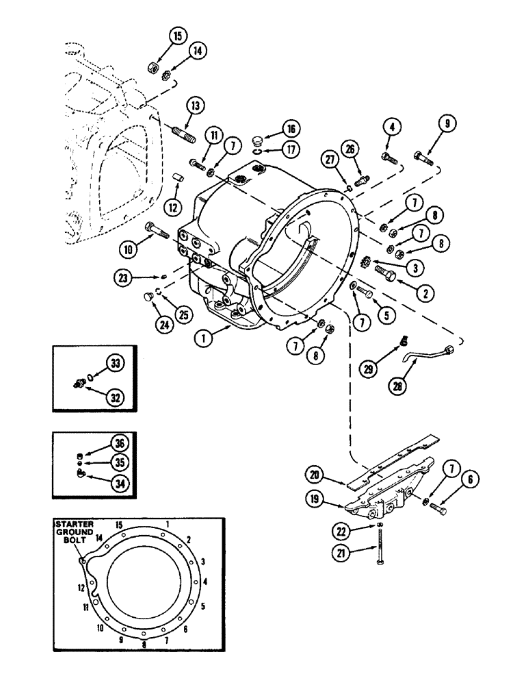 Схема запчастей Case IH 3294 - (6-164) - POWER SHIFT TRANSMISSION, CLUTCH HOUSING (06) - POWER TRAIN