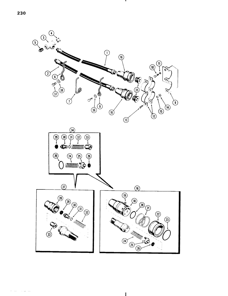 Схема запчастей Case IH 470 - (230) - REMOTE HOSES AND COUPLINGS (08) - HYDRAULICS