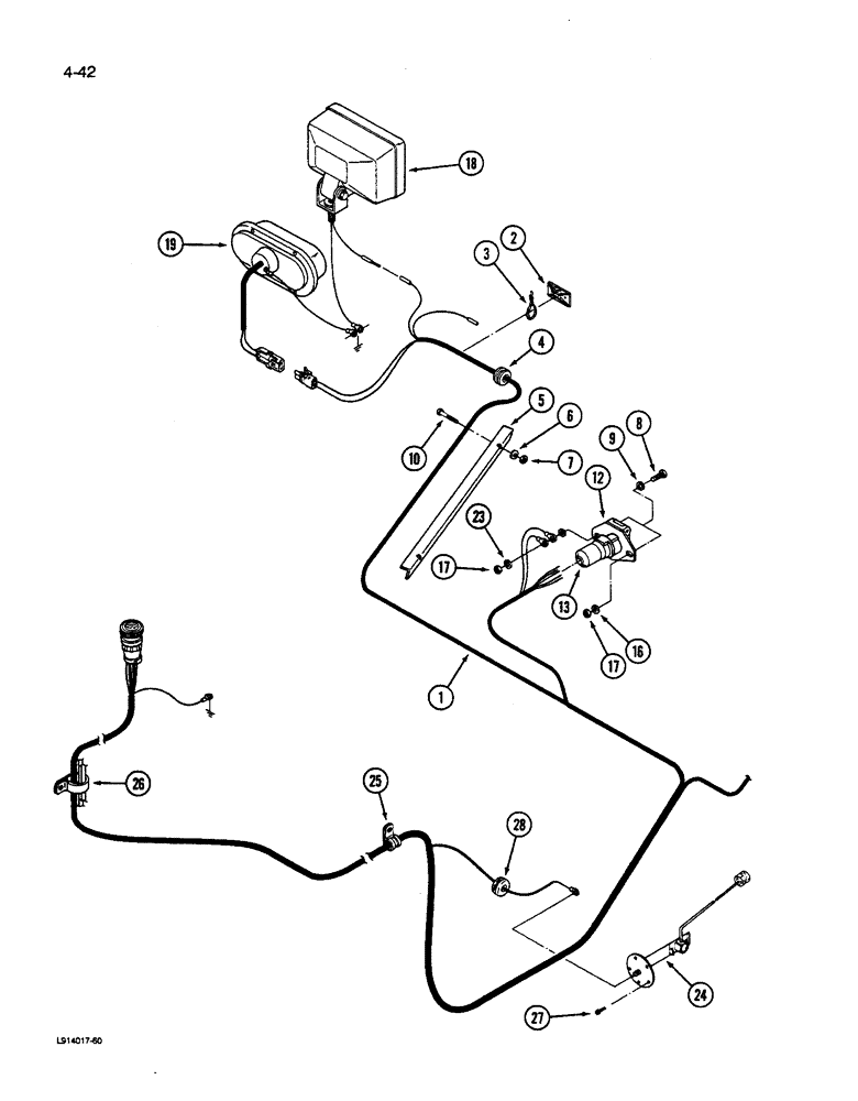 Схема запчастей Case IH 9270 - (4-042) - REAR FRAME HARNESS P.I.N. JCB0028400 & AFTER (04) - ELECTRICAL SYSTEMS