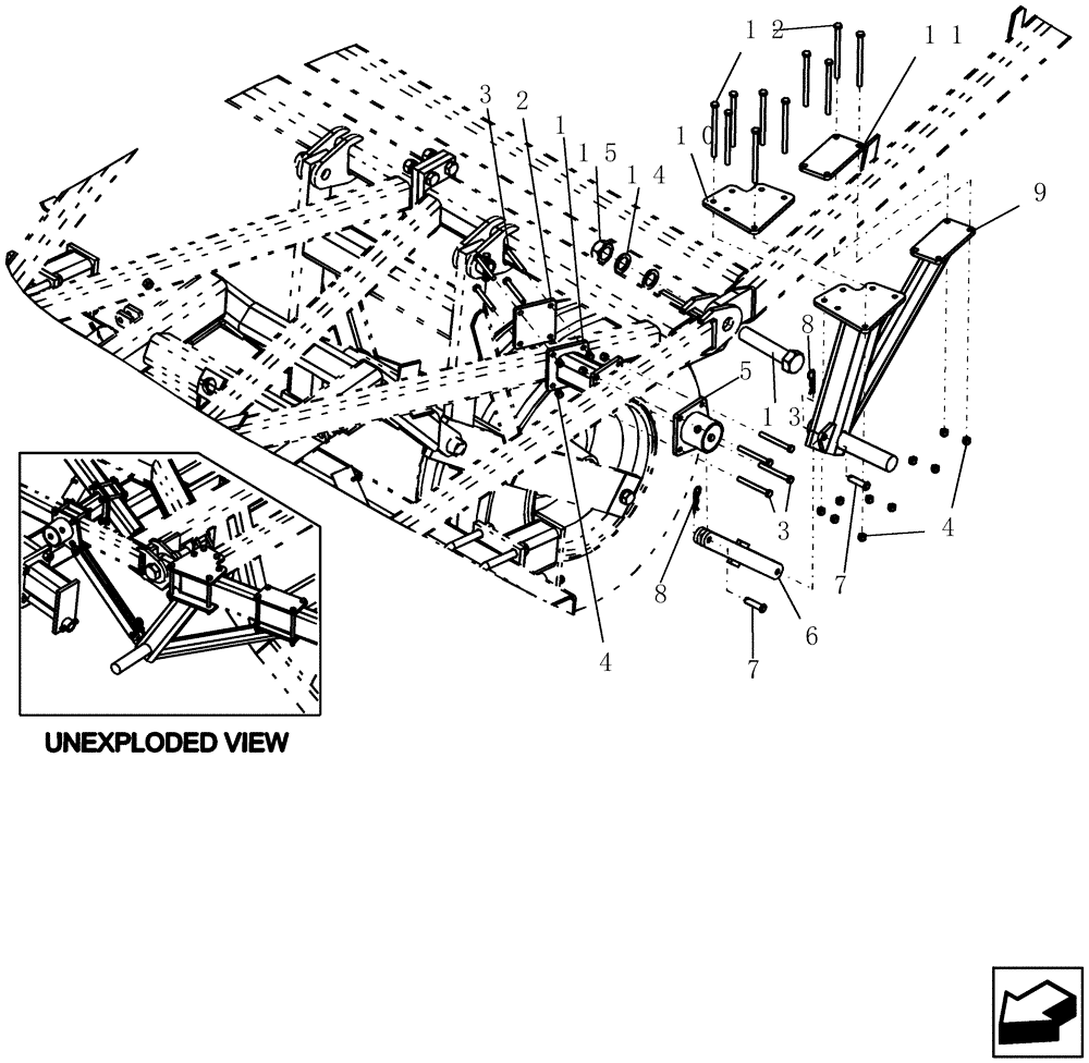 Схема запчастей Case IH 700 - (39.110.08) - HITCH, REAR AIR CART AUXILIARY SUPPORT (39) - FRAMES AND BALLASTING