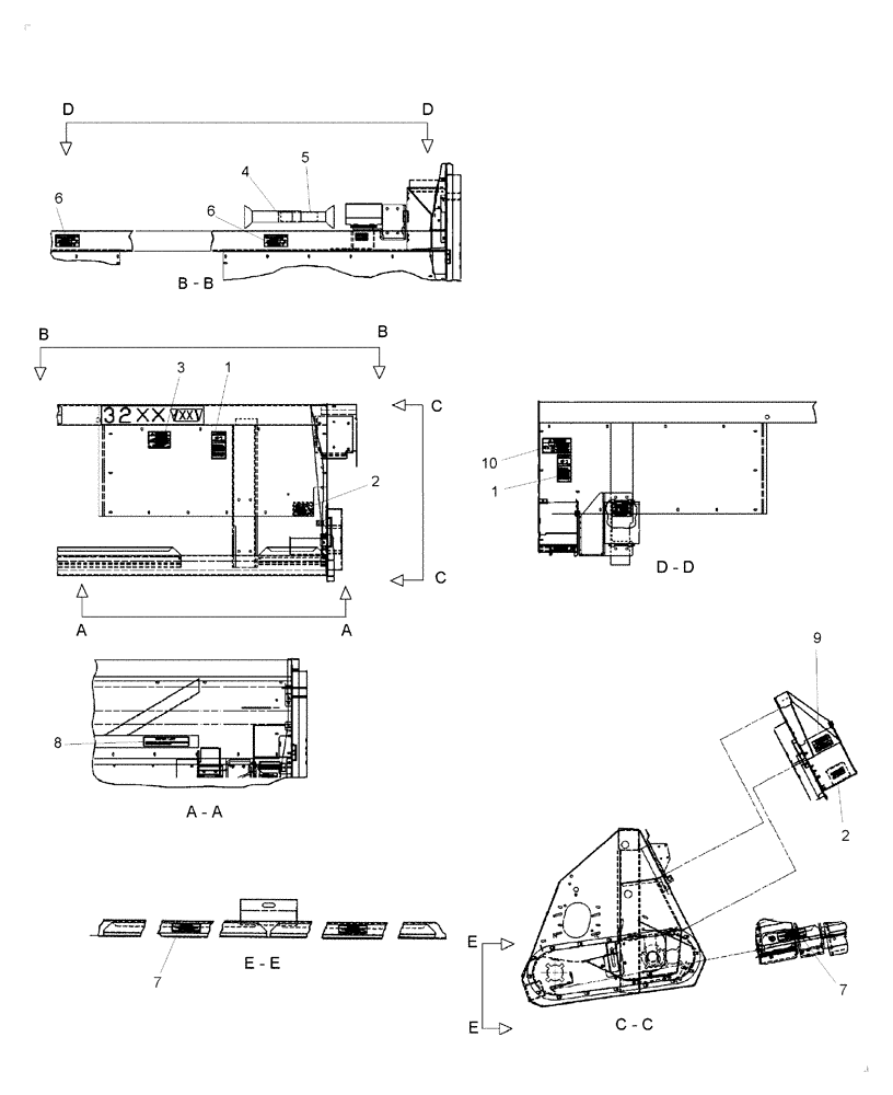 Схема запчастей Case IH 3208-70 - (20.08.01) - DECALS, DANGER, WARNING, ATTENTION (90) - PLATFORM, CAB, BODYWORK AND DECALS