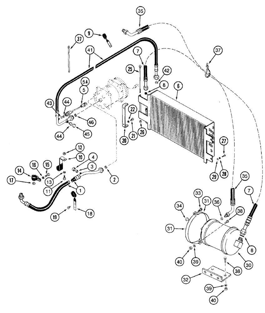 Схема запчастей Case IH 7220 - (9-136) - AIR CONDITIONING, CONDENSER AND RECEIVER-DRIER, PRIOR TO TRACTOR P.I.N. JJA0064978 (09) - CHASSIS/ATTACHMENTS