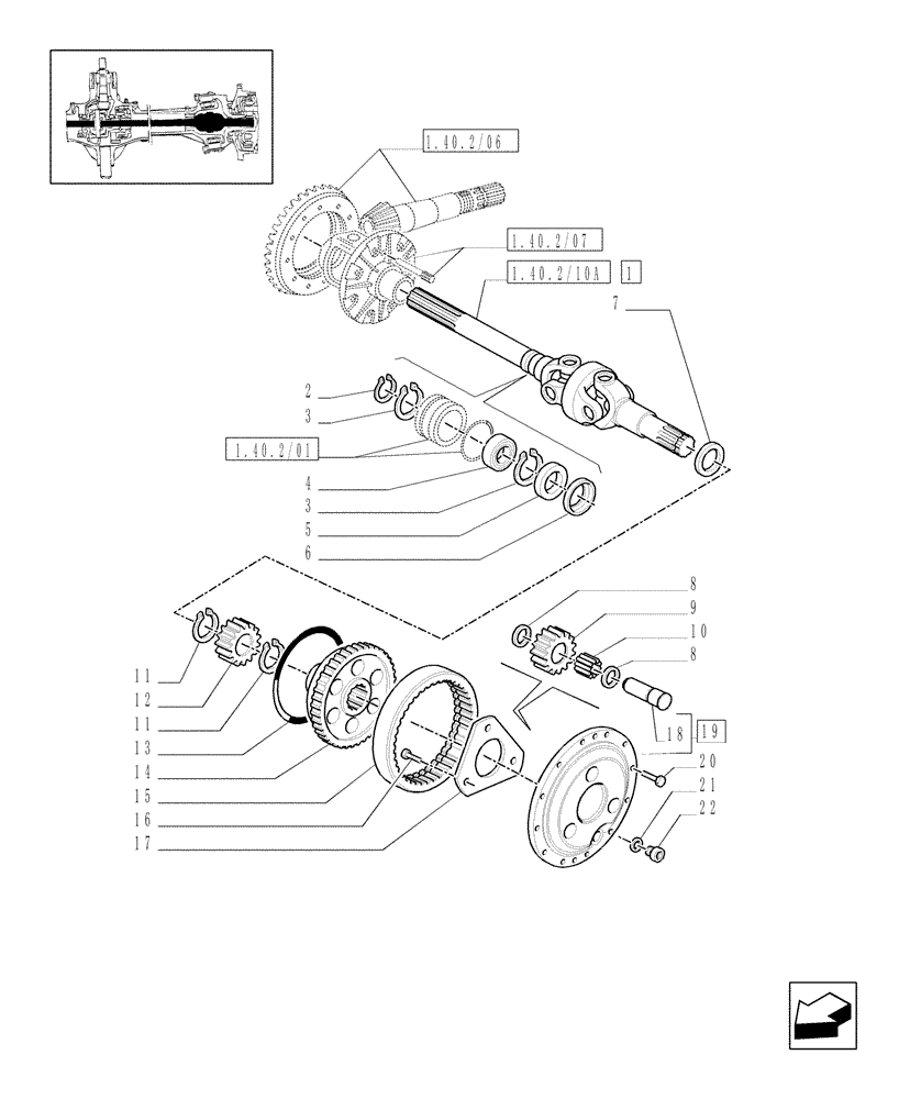 Схема запчастей Case IH MAXXUM 110 - (1.40. 2/10[01]) - 4WD (CL.3) FRONT AXLE WITH WET CLUTCH, "TERRALOCK" - PROPELLER SHAFT AND EPICYC. GEAR TRAIN - C6449 (04) - FRONT AXLE & STEERING