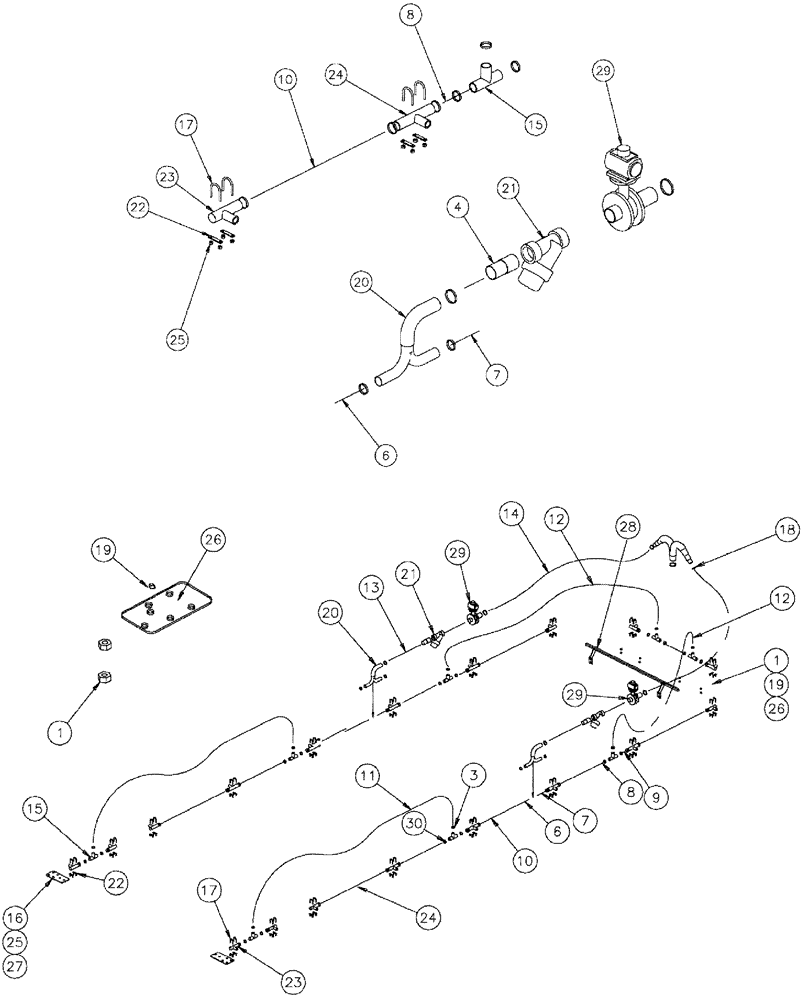 Схема запчастей Case IH 610 - (05-049) - NOZZLE CIRCUIT, 70 BOOM, 5 SECTION, 30" SPACING Liquid Plumbing