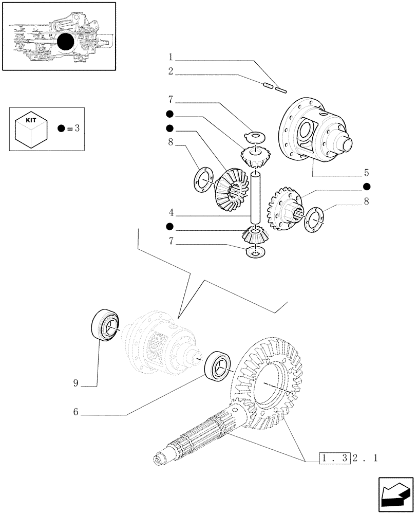 Схема запчастей Case IH JX1095C - (1.32.4/01) - DIFFERENTIAL GEARS - C5489 (03) - TRANSMISSION