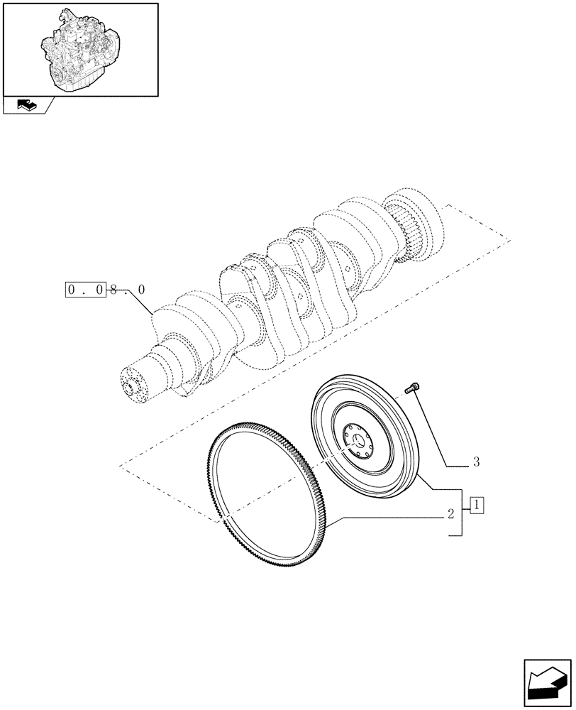 Схема запчастей Case IH F4GE9484K J601 - (0.08.3) - FLYWHEEL - ENGINE (504020729) 