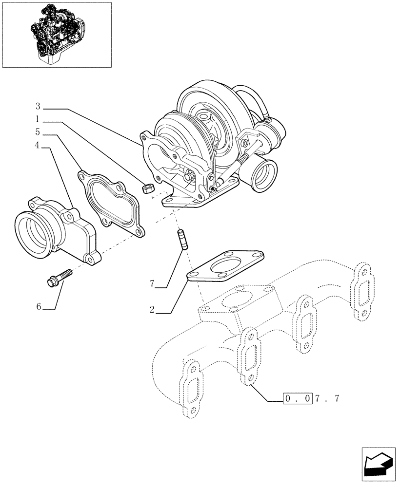 Схема запчастей Case IH F4GE0454A D610 - (0.24.0[01]) - TURBOCHARGER - (504084254-504025552) 