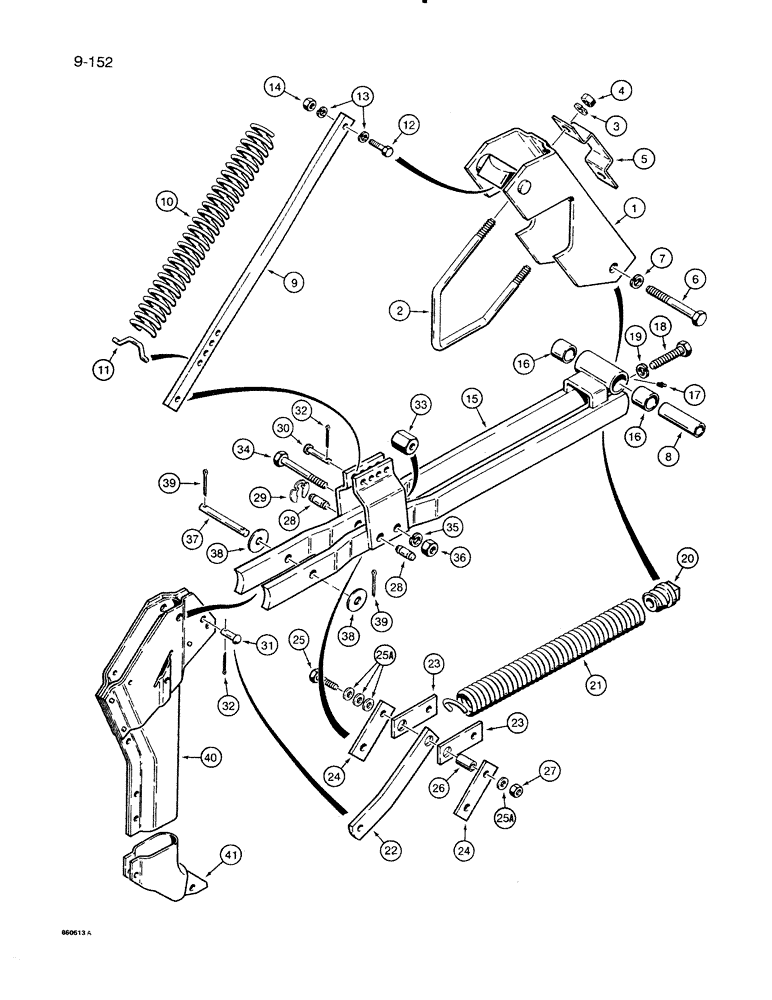 Схема запчастей Case IH 8500 - (9-152) - FURROW OPENER, WITH SPRING TRIP POINT, 33 FOOT WIDE DRILL (09) - CHASSIS/ATTACHMENTS