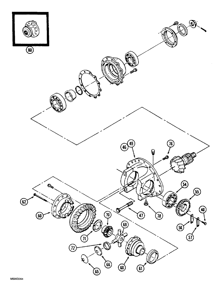 Схема запчастей Case IH 9350 - (6-170) - FRONT STEERABLE AXLE, DIFFERENTIAL ASSEMBLY, WITHOUT LIMITED SLIP, (CONT) (06) - POWER TRAIN