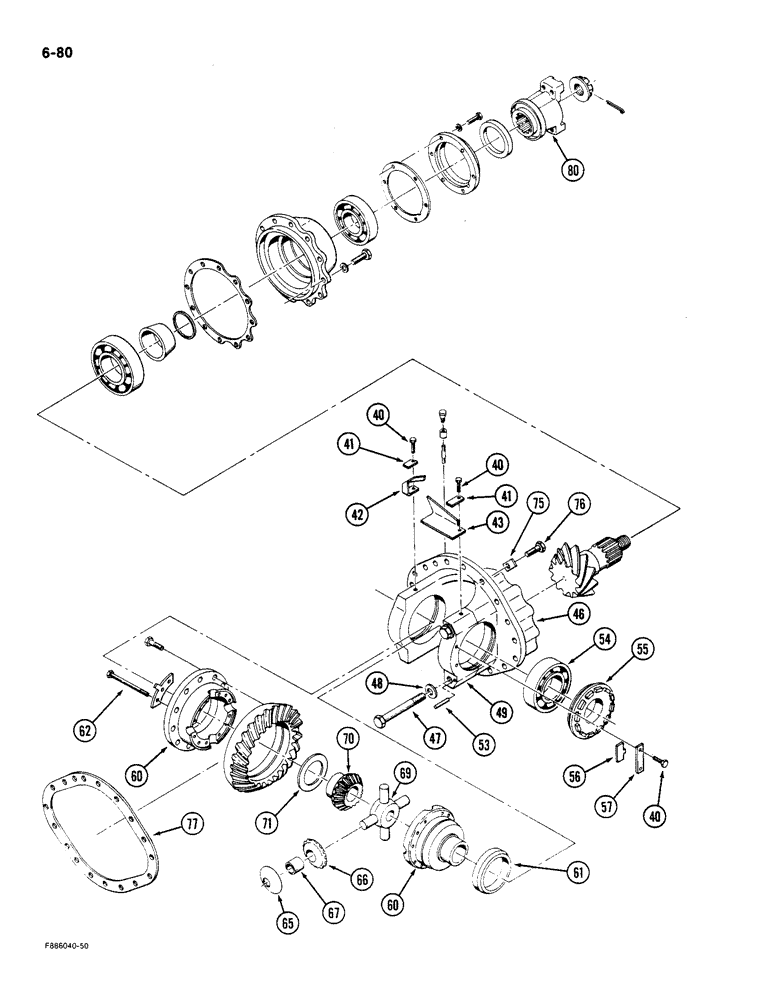 Схема запчастей Case IH 9180 - (6-80) - AXLE ASSEMBLY DIFFERENTIAL AND CARRIER K598.60/70 SERIES, [CONT] (06) - POWER TRAIN