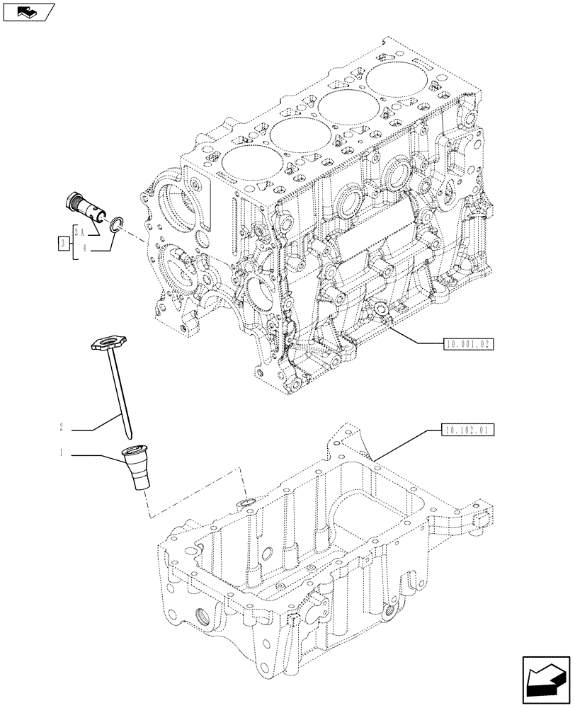 Схема запчастей Case IH F5AE5484B A002 - (10.304.02) - ENGINE OIL DIPSTICK (10) - ENGINE