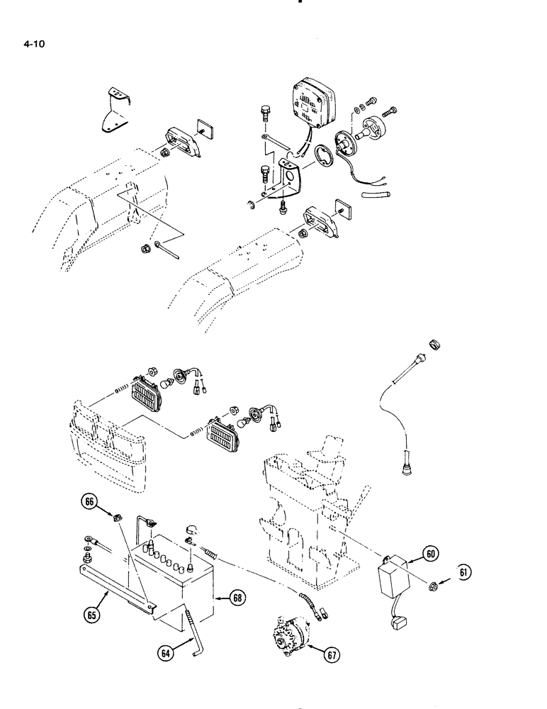 Схема запчастей Case IH 1140 - (4-10) - BATTERY AND BATTERY CABLES (04) - ELECTRICAL SYSTEMS