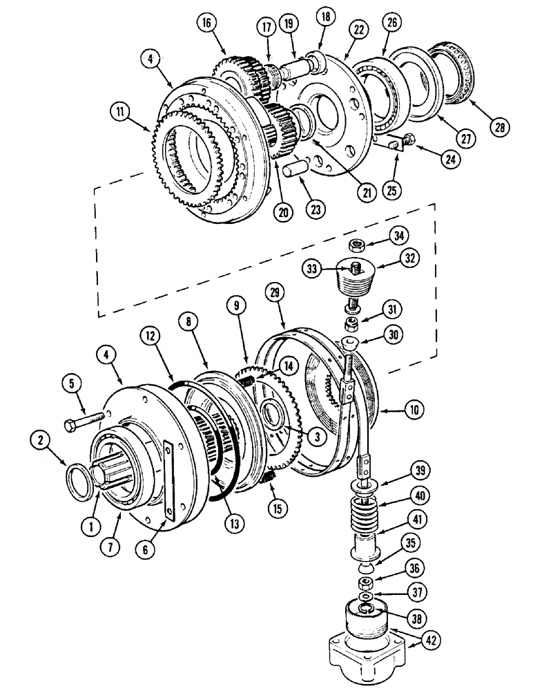 Схема запчастей Case IH 1594 - (6-186) - REAR PLANETARY ASSEMBLY, POWER SHIFT (06) - POWER TRAIN