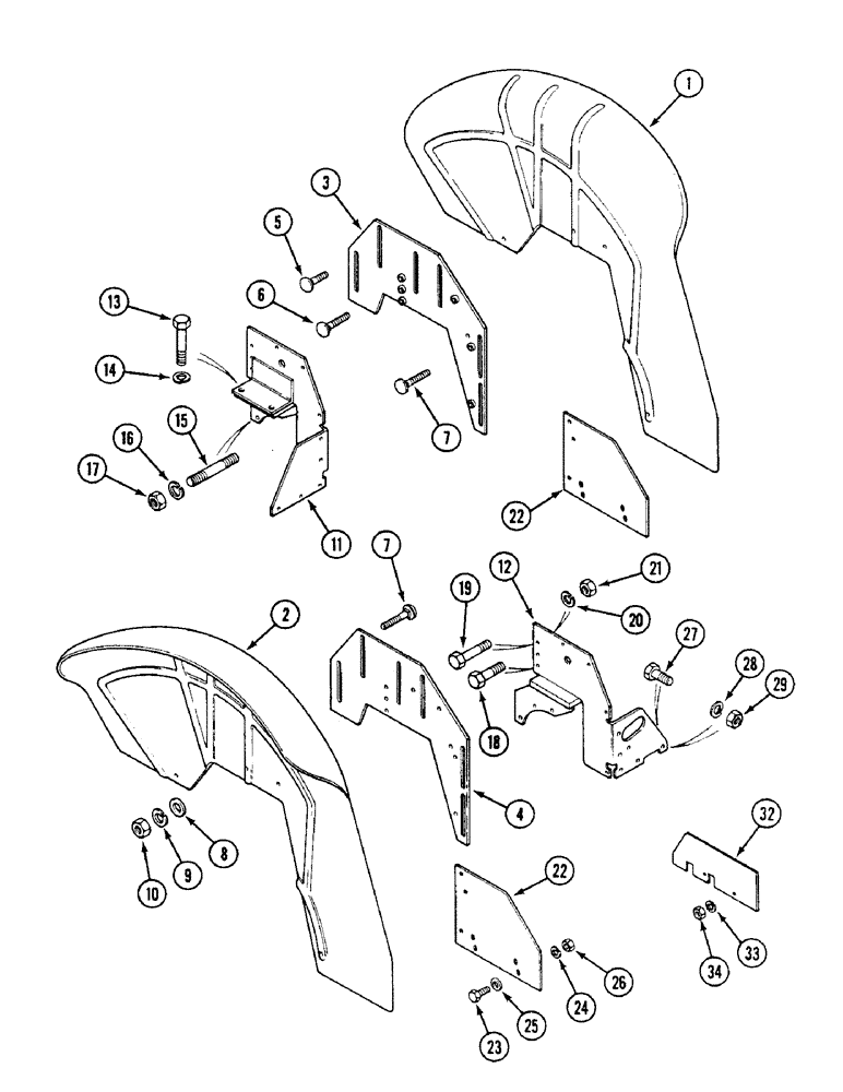 Схема запчастей Case IH 1494 - (9-412) - REAR FENDERS AND MOUNTINGS, LOW PROFILE SPECIAL (09) - CHASSIS/ATTACHMENTS