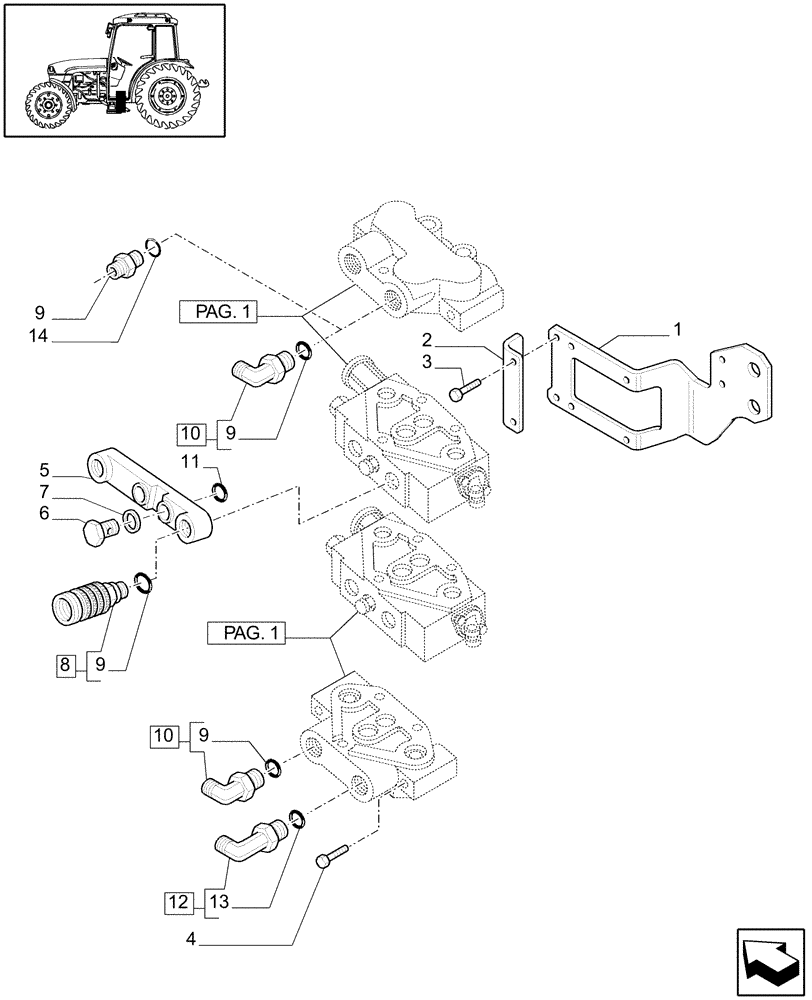 Схема запчастей Case IH JX1075C - (1.82.7/08[06]) - (VAR.591) 4 FAST CONNECTORS FOR MID-MOUNT REMOTES - QUICK COUPLING - C5484 (07) - HYDRAULIC SYSTEM