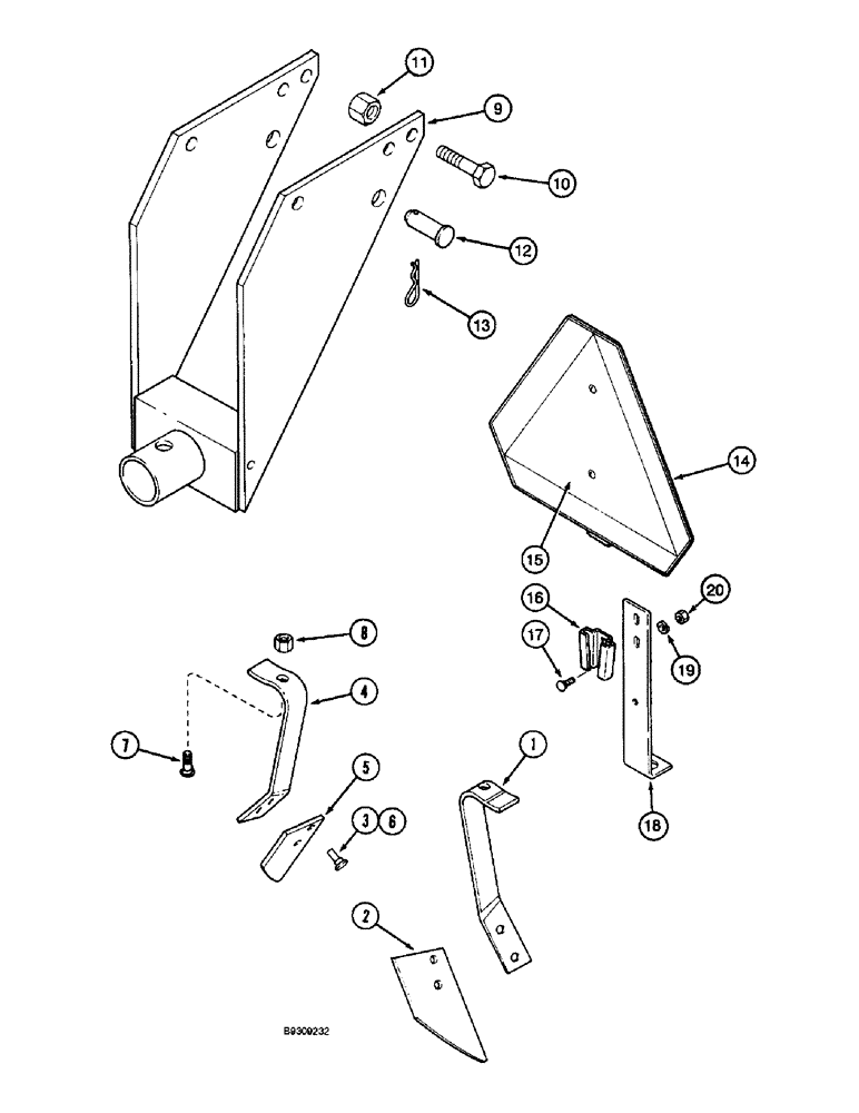 Схема запчастей Case IH 3900 - (9-42) - DISK SCRAPER / REAR JACKSTAND ASSEMBLY / SMV EMBLEM (09) - CHASSIS/ATTACHMENTS