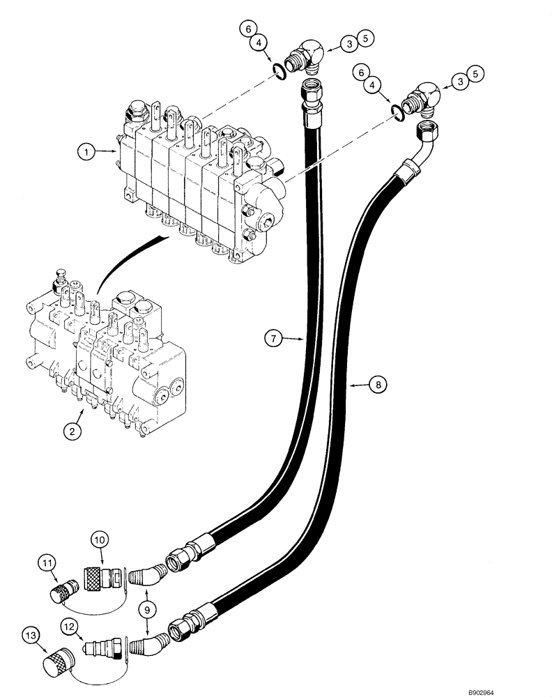 Схема запчастей Case IH 1840 - (08-30) - HYDRAULIC SYSTEM - BACKHOE SUPPLY AND RETURN (D100, D100XR) (08) - HYDRAULICS