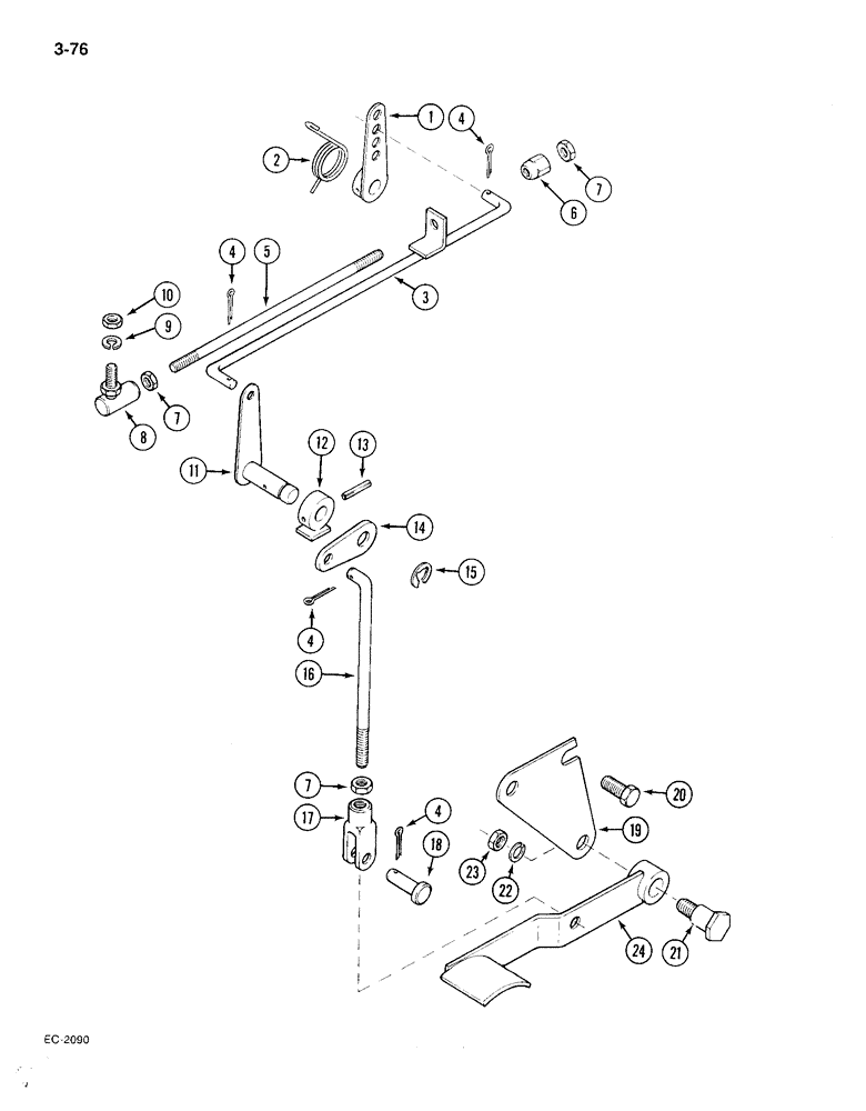 Схема запчастей Case IH 385 - (3-076) - FOOT PEDAL ACCELERATOR, WITHOUT CAB (03) - FUEL SYSTEM