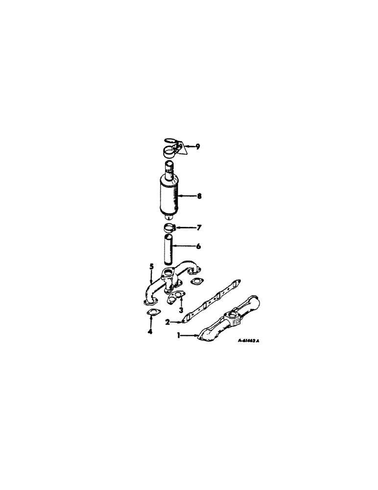 Схема запчастей Case IH 504 - (035) - DIESEL ENGINE, EXHAUST SYSTEM, INTERNATIONAL TRACTORS W/VERTICAL EXHAUST (01) - ENGINE