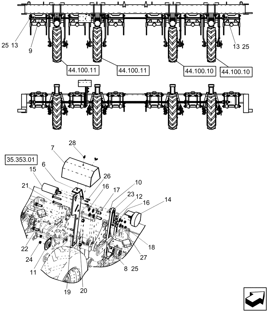 Схема запчастей Case IH 1220 - (35.720.05) - DRIVE SYSTEM - 6R AND 8R RIGID TRAILING VR (35) - HYDRAULIC SYSTEMS