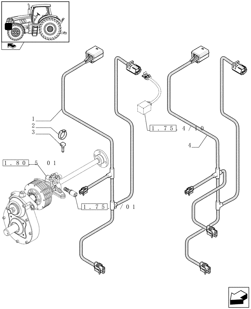 Схема запчастей Case IH MAXXUM 115 - (1.75.4/09) - INTEGRATED FRONT HPL - HARNESS (VAR.333648-334648-335648-336831-337831) (06) - ELECTRICAL SYSTEMS