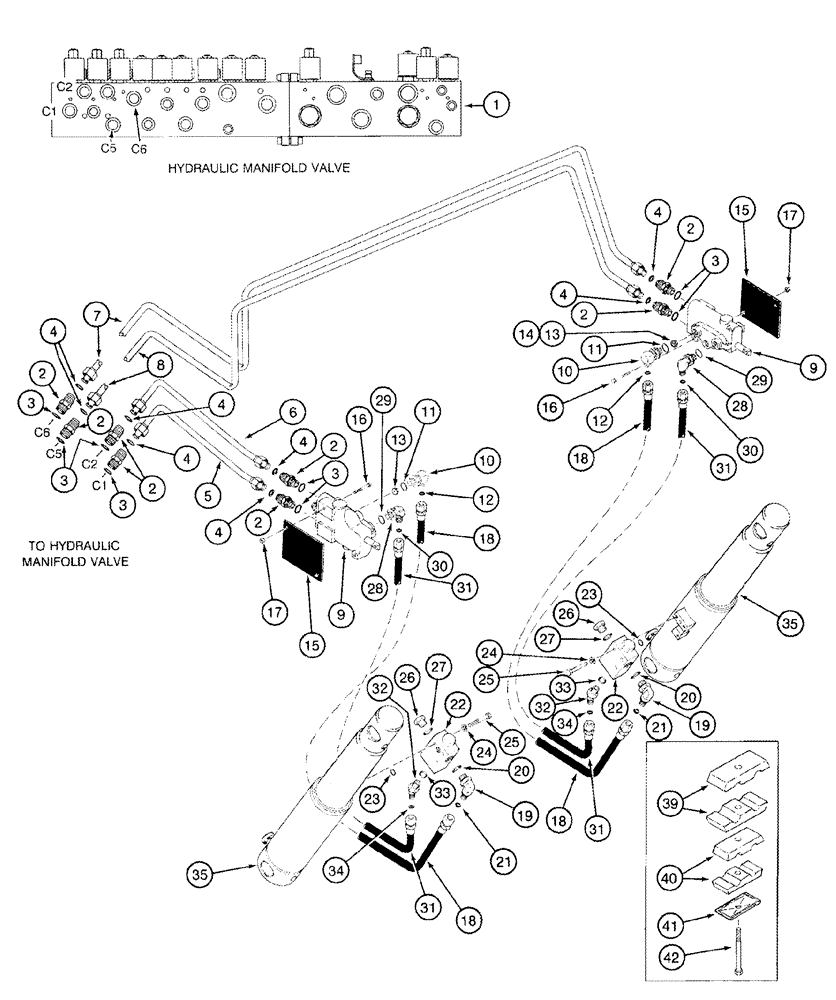 Схема запчастей Case IH 2555 - (08-11) - DRUM CONTROL VALVES AND LIFT CYLINDER SYSTEM (07) - HYDRAULICS