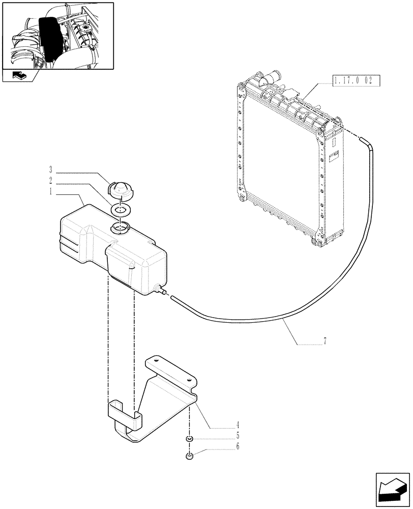 Схема запчастей Case IH FARMALL 85N - (1.17.0[01]) - COOLING TANK AND RELATED PARTS (02) - ENGINE EQUIPMENT